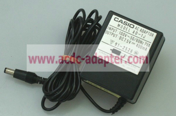 NEW CASIO AD-1J 7.5V 400mA AC adaptor for SA-75 SA-45 SA-35GY SA-5GY GZ-5SK-1